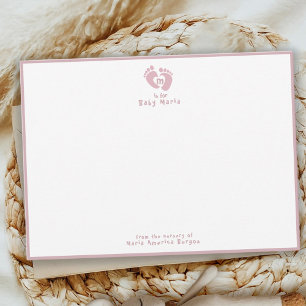 Carte De Correspondance Mignon de la nurserie de monogramme rose