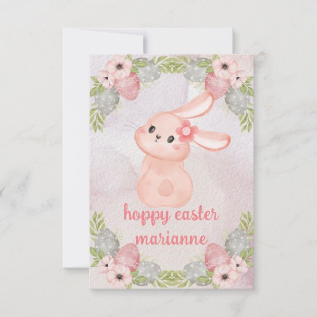 Carte De Correspondance mignon lapin de Pâques vintage - Joyeux pâques (Devant)