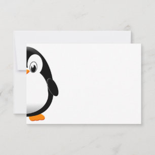 Carte De Correspondance Mignon manchot noir et blanc Blank