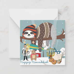 Carte De Correspondance Mignon paresseux de Hanukkah