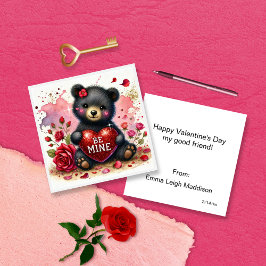Carte De Correspondance Mignon petit ours en classe pour la Saint-Valentin