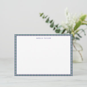 Carte De Correspondance Mignon Vichy à Carreaux Violet Vert Rétro Personna