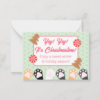 Carte De Correspondance Mignon Yay Yay C'est Noël Chat