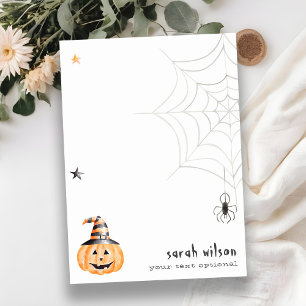 Carte De Correspondance Mignonne Éffrayante Halloween Citrouille Spider We