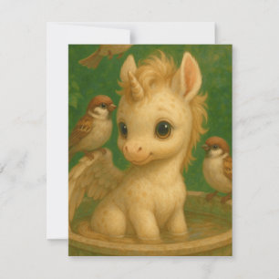 Carte De Correspondance Mignonne, Gros yeux, bébé unisus, pegasus unicorne