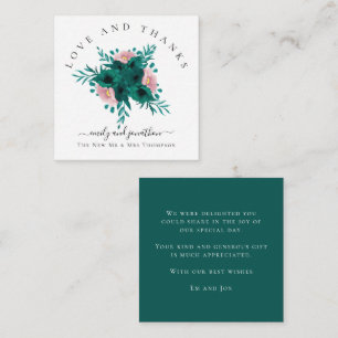 Carte De Correspondance Mini fleurs Emerald rose Merci Mariage