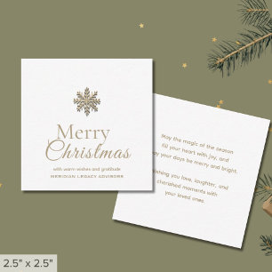 Carte De Correspondance Mini Joyeux Noël blanc Fléau de neige en or