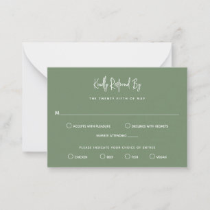 Carte De Correspondance Mini Mariage minimaliste Vert Sage Moderne RSVP