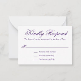 Carte De Correspondance Mini mariage traditionnel violet formel RSVP