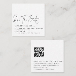 Carte De Correspondance MINI noir blanc QR Code mariage Enregistrer la dat