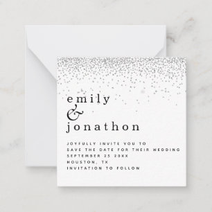 Carte De Correspondance MINI Parties scintillant en argent Mariage minimal