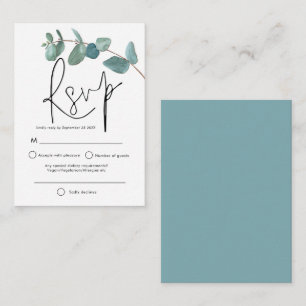 Carte De Correspondance MINI TAILLE Turquoise Eucalyptus Élégant Script RS
