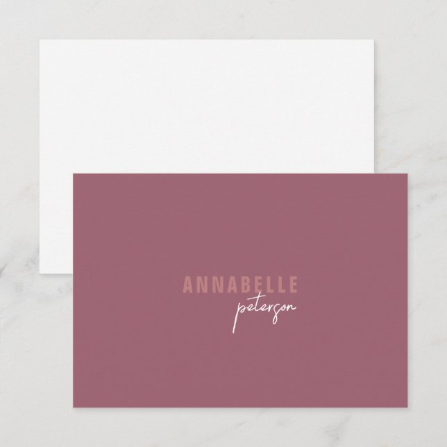 Carte De Correspondance Minimal moderne professionnel Dusty Rose simple (Devant / Derrière)