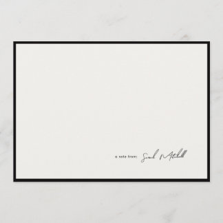 Carte De Correspondance Minimalist Ink Black Border Personalized Script