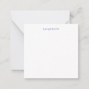 Carte De Correspondance Minimaliste Blanc Bleu Plaine Élégant Nom moderne