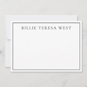 Carte De Correspondance Minimaliste Blanc Monogramme de bordure simple m