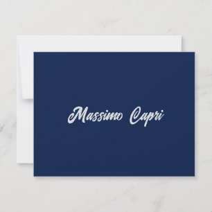 Carte De Correspondance Minimaliste Bleu Foncé Élégant Nom Propre Texte Gr
