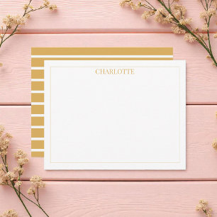 Carte De Correspondance Minimaliste Brown et blanc rayures Classique chic