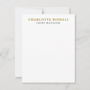 Carte De Correspondance Minimaliste Classique Professionnel Couleur Or