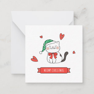 Carte De Correspondance Minimaliste Joyeux Noël Kitty Chat Meowy Christmas