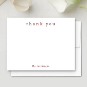 Carte De Correspondance Minimaliste Merci Couples ou Famille Rouge Foncé