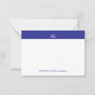 Carte De Correspondance Minimaliste Monogramme Blanc Entreprise Rayure Ble