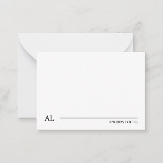 Carte De Correspondance Minimaliste Monogramme Ligne Affaires Noir et Blan