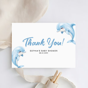 Carte De Correspondance Minimaliste mûr Baby shower Dauphin Merci