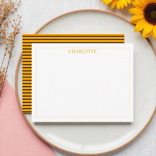 Carte De Correspondance Minimaliste rayures jaune et noir classique chic