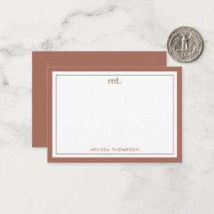 Carte De Correspondance Minuscule en terre cuite double bordure Monogramme