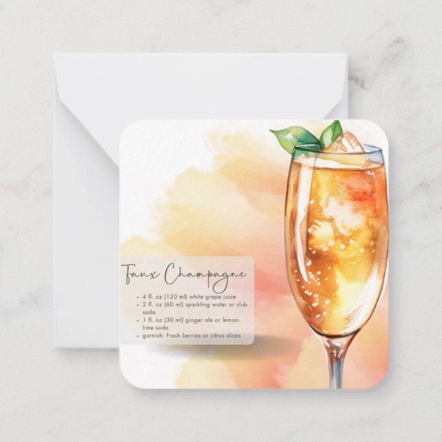 Carte De Correspondance Mocktail Recette Faux Champagne Party Favoriser (Dos)
