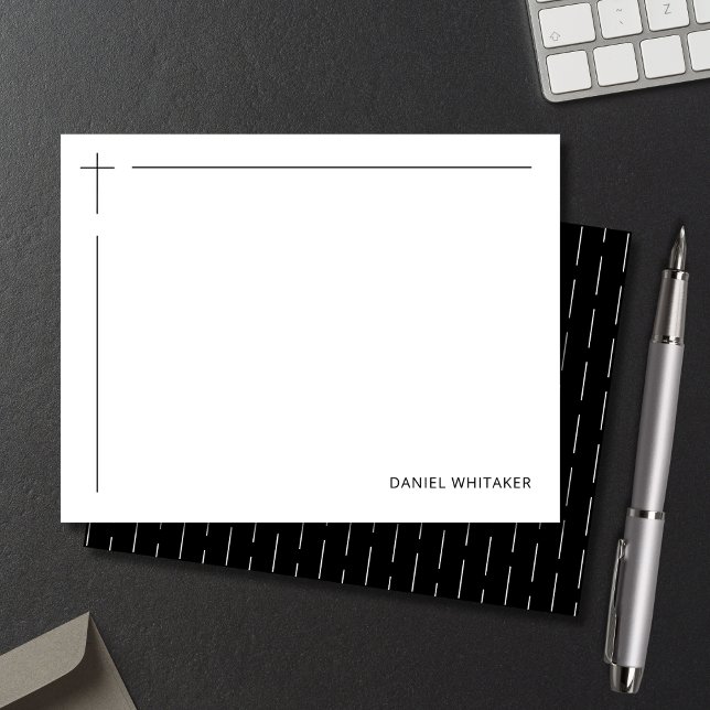 Carte De Correspondance Modern Christian Cross Monogrammed Minimal Black (Modern stationery for meaningful words. Personalized for ministry or everyday use.)