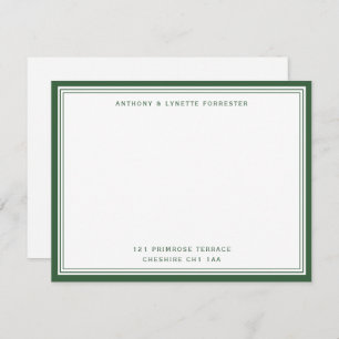 Carte De Correspondance Modern Dark Green Bordure Nom et adresse