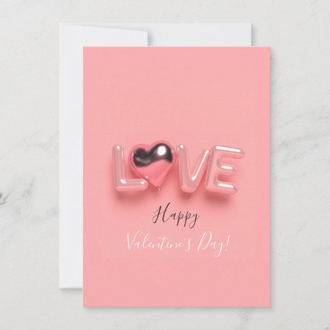 CARTE DE CORRESPONDANCE  MODERN  HEART PINK VALENTINES DAY   (Devant)