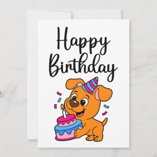 Carte De Correspondance Modern Simple Happy Birthday Cute Dog