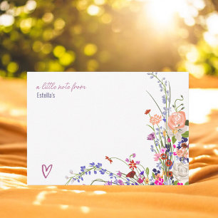 Carte De Correspondance Moderne chic fleurs sauvages script nuptiale douch