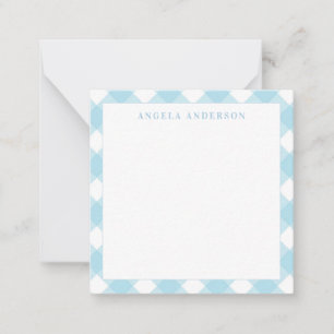 Carte De Correspondance Moderne Chic Gingham Pastel Bleu Clair à Carreaux