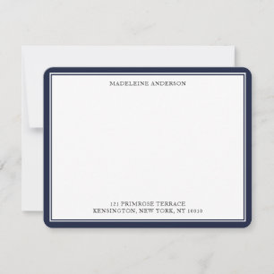 Carte De Correspondance Moderne Denim Bleu Double Bordure Plat