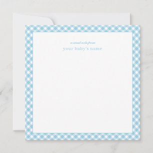 Carte De Correspondance Moderne Elegant Bleu En vichy Baby Nursery Note Ca