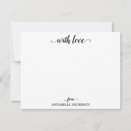 Carte De Correspondance Moderne Élégant Décontracté Avec Love Script Noir