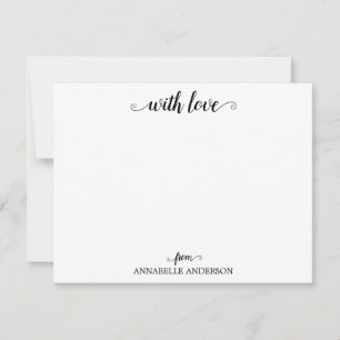 Carte De Correspondance Moderne Élégant Décontracté Avec Love Script Noir