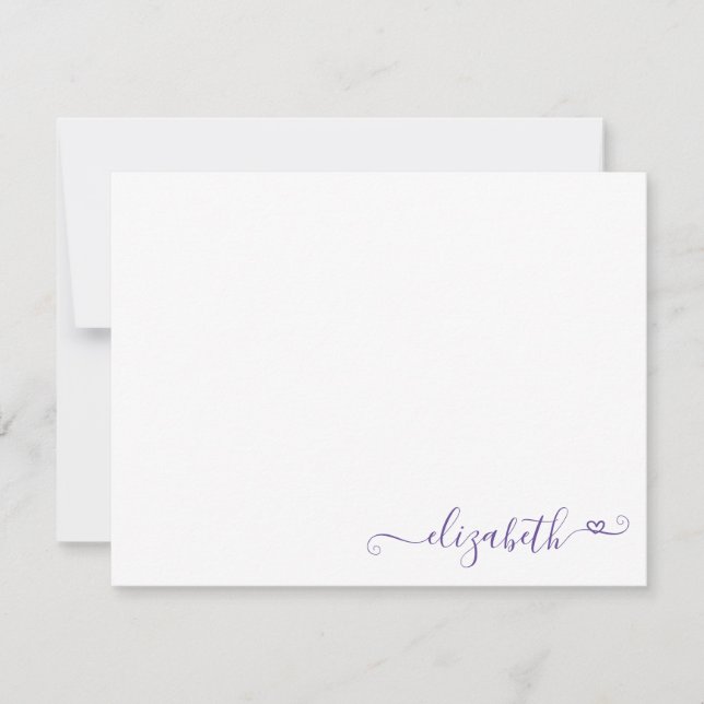 Carte De Correspondance Moderne Élégante Feminine Purple Violet Coeur (Devant)