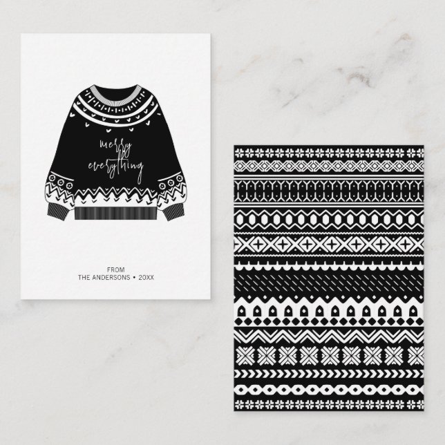 Carte De Correspondance Moderne Joyeux Tout Jeu de Noël (Devant / Derrière)