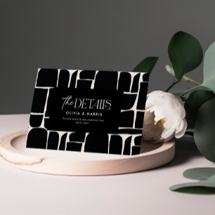 Carte De Correspondance moderne minimaliste abstrait noir blanc mariage dé