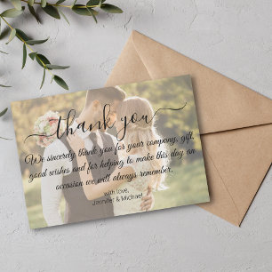 Carte De Correspondance moderne minimaliste merci mariage couple photo