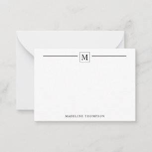 Carte De Correspondance Moderne minimaliste Noir Carré de ligne de monogra