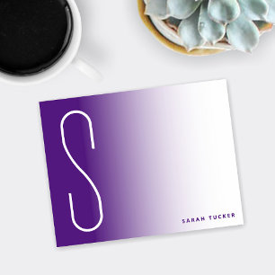 Carte De Correspondance Moderne Monogramme Purple Fade Professionnel