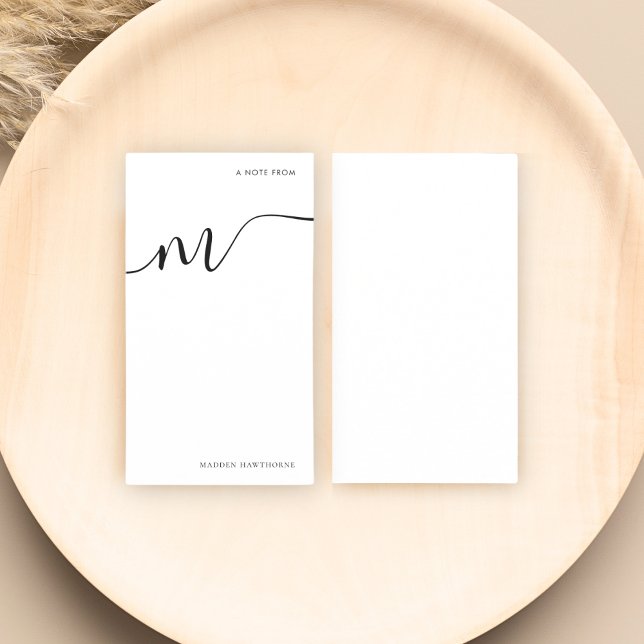 Carte De Correspondance Moderne Monogramme Script Calligraphie noir blanc (Créateur téléchargé)