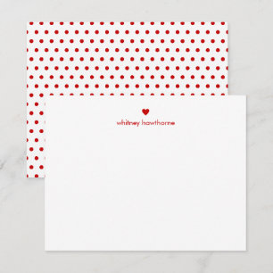 Carte De Correspondance Moderne personnalisé pois rouges & cœur