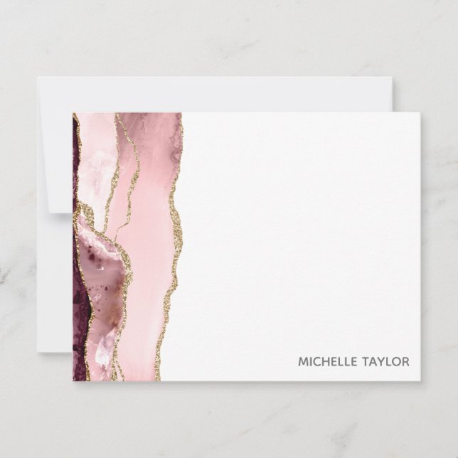 Carte De Correspondance Moderne simple élégante Agate rose pâle (Devant)